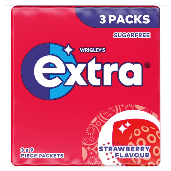 Wrigleys Extra Strawberry Chewing Gum, 9 Pack x 3