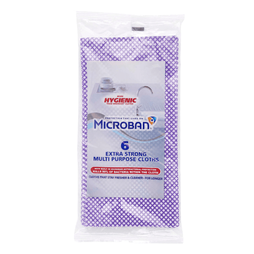 Microban Extra Strong Multi Purpose Cloths, 6 Pack