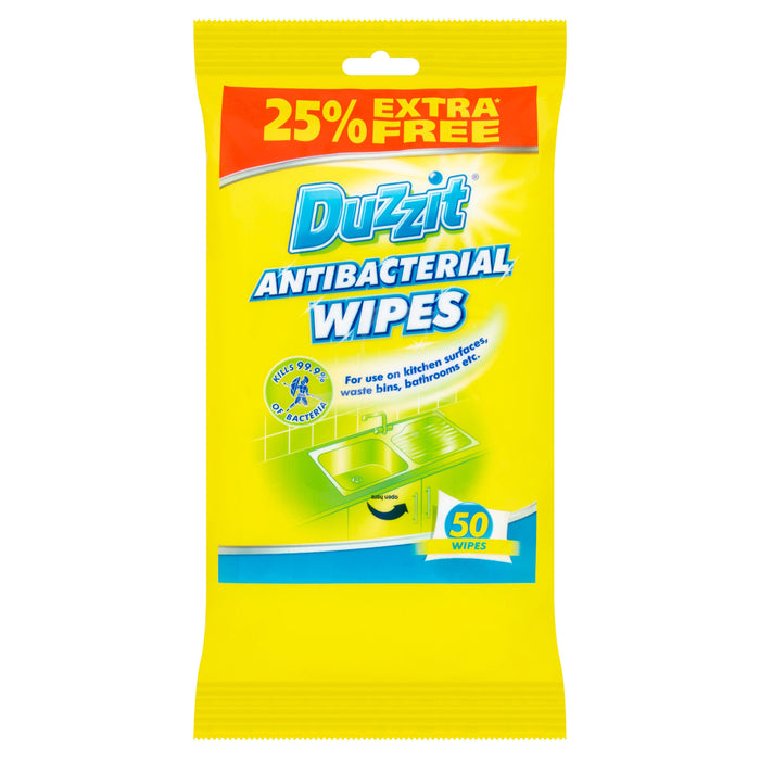 Duzzit Anti-Bacterial Wipes, Pack of 50