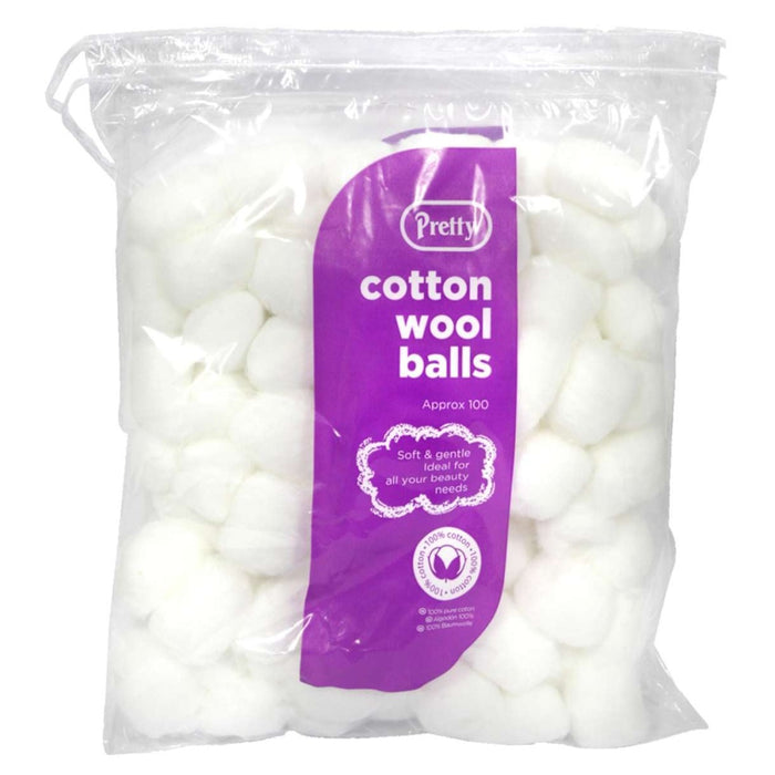 Pretty Cotton Wool Balls, 100 Pack