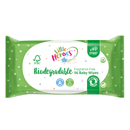 Little Heroes Biodegradable Fragrance-free Baby Wipes, Pack of 56
