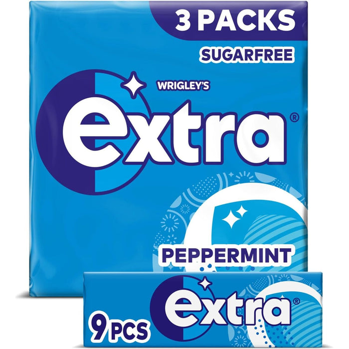 Wrigleys Extra Peppermint Chewing Gum, 9 Pack x 3