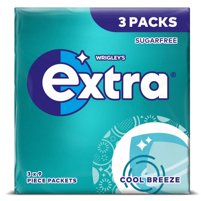 Wrigleys Extra Cool Breeze Chewing Gum, 9 Pack x 3