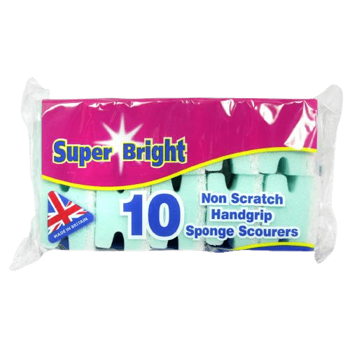 Super Bright Non-Scratch Handgrip Scourers, 10 Pack