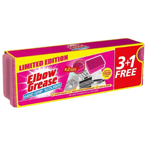 Elbow Grease Hand Grip Pink Scourers, 4 Pack