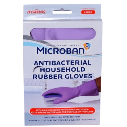 Microban Rubber Gloves Large, 1 Pair