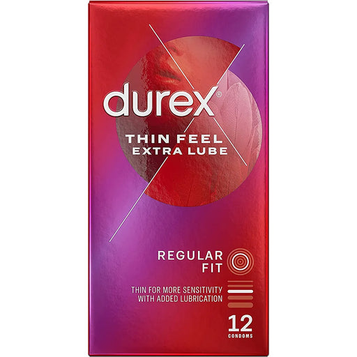 Durex Thin Feel Extra Lube Condoms, 12 Pack