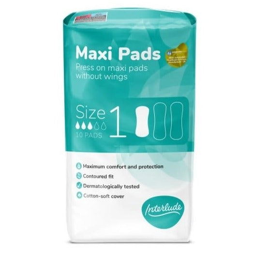 Interlude Maxi Pads Size 1, 10 Pack