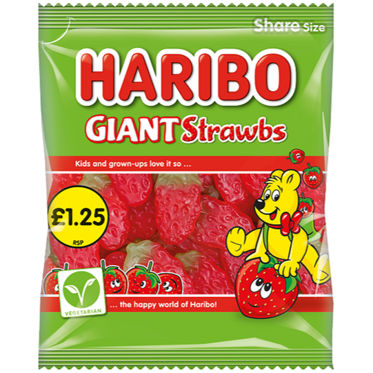 Haribo Giant Strawbs Vegan 140g