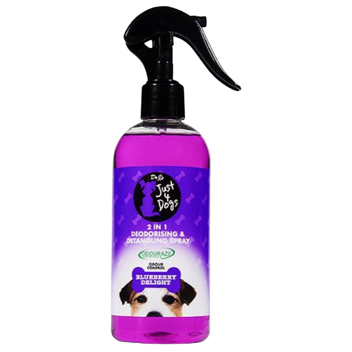 Just For Dogs 2-in-1 Deodorising & Detangling Spray Blueberry Delight 300ml
