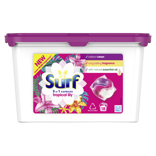 Surf Tropical Lily & Ylang Ylang Laundry Detergent Capsules, 18 Tabs