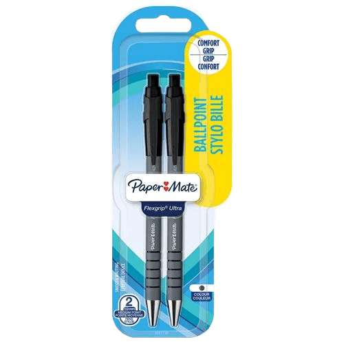 Paper Mate Flexgrip Ballpoint Pens Black, 2 Pack