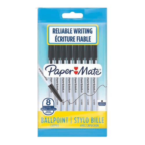 Paper Mate Ballpoint Pens Black, 8 Pack