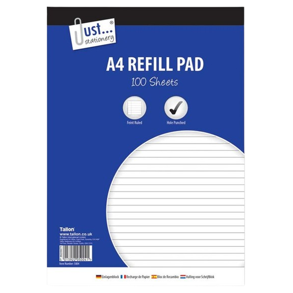 A4 Lined Refill Pad, 100 Sheets