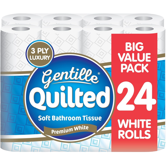 Gentille Quilted 3Ply Toilet Roll, 24 Rolls