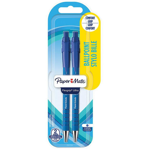 Paper Mate Flexgrip Ballpoint Pens Blue, 2 Pack