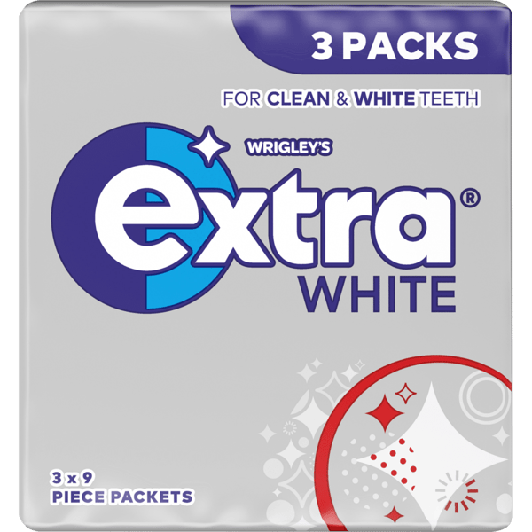 Wrigleys Extra White Chewing Gum, 9 Pack x 3