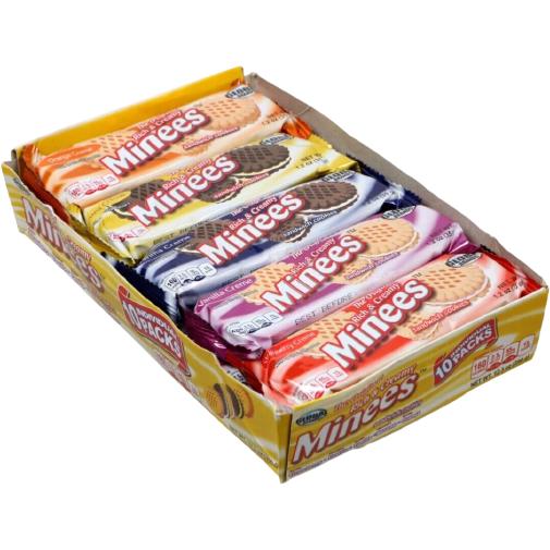 Minees Sandwich Cookies 3 Biscuits, 10 Pack Assorted