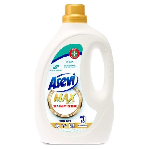 Asevi Max Sanitiser/Hygiene Laundry Detergent 2.5L, 50 Wash
