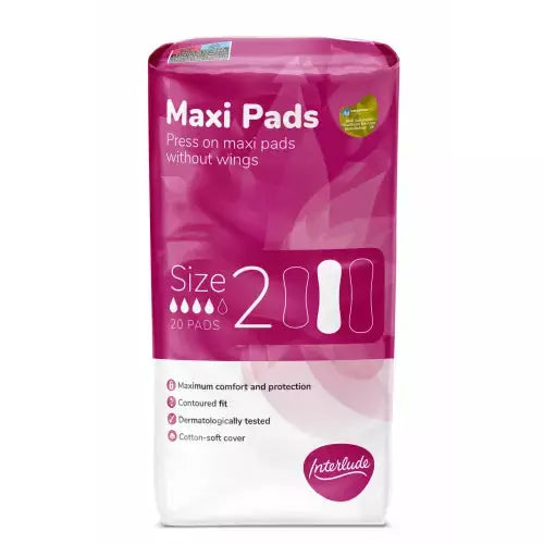 Interlude Maxi Pads Size 2, 20 Pack