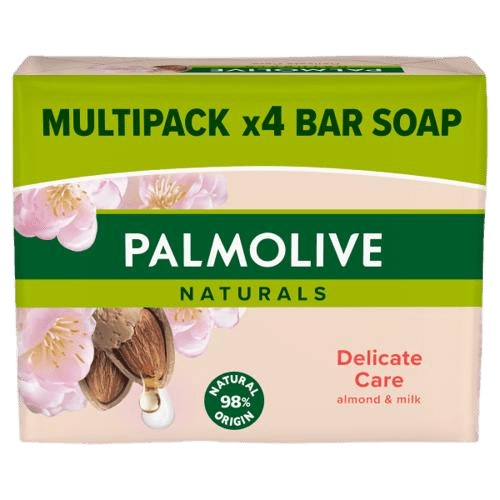 Palmolive Naturals Delicate Almond & Milk Bar Soap, 4 Pack