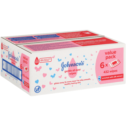 Johnsons Gentle All Over Wipes, 6 x 72 Wipes 432 Wipes