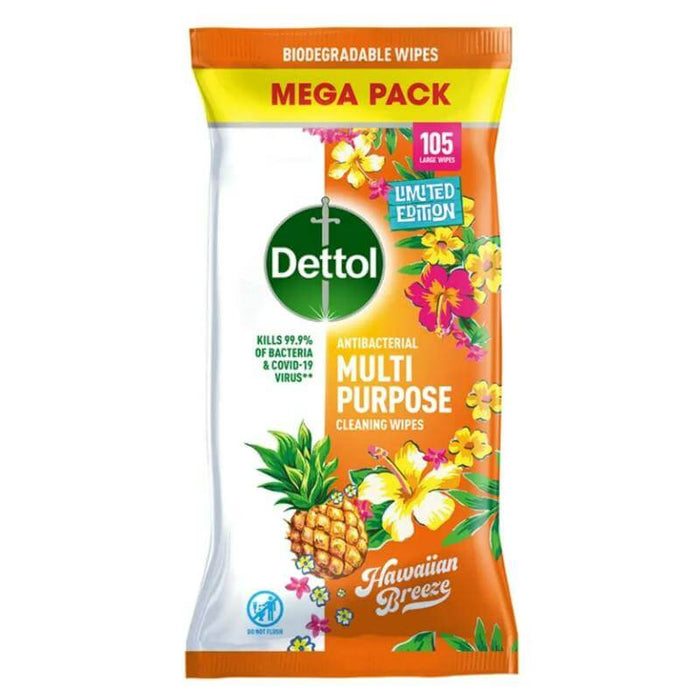 Dettol Antibacterial Hawaiian Breeze Multipurpose, 105 Wipes