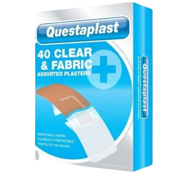 Questaplast Fabric Assorted Plasters, 40 Pack