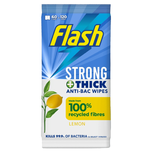 Flash Anti-Bacterial Lemon All Purpose Wipes, 120 Wipes