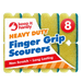 Heavy Duty Finger Grip Sponge Scourers, 8 Pack