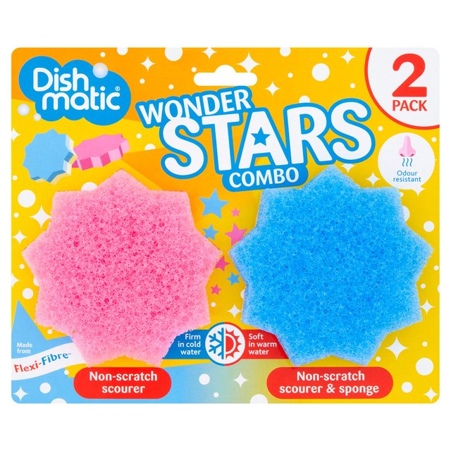 Dishmatic Wonder Stars Combo Sponge Scourers, 2 Pack