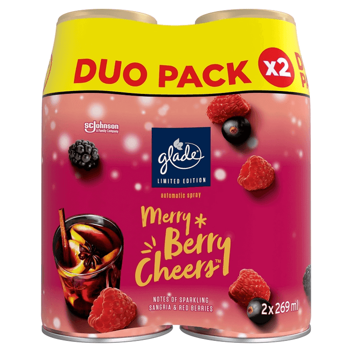 Glade Automatic Merry Berry Spray Refill 269ml, Twin Pack