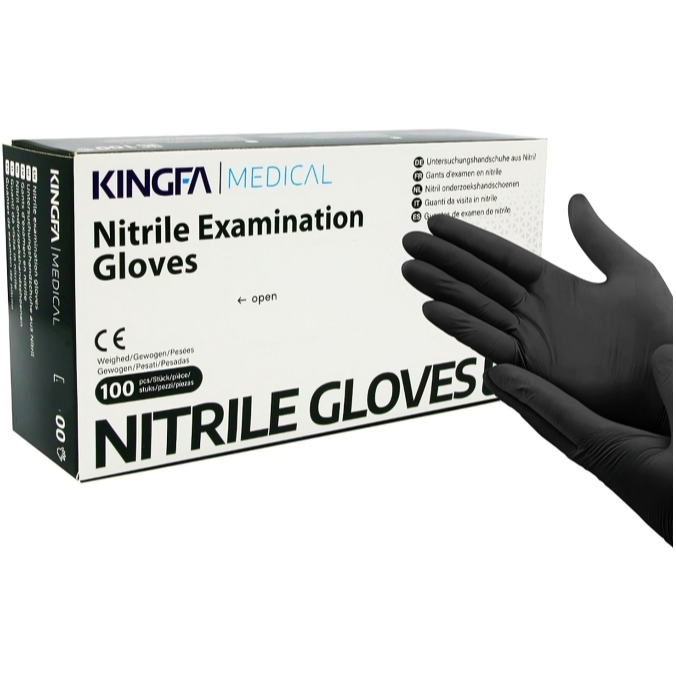 Disposable Powder-Free EXTRA STRONG 5g Black Nitrile Gloves, 100 pcs
