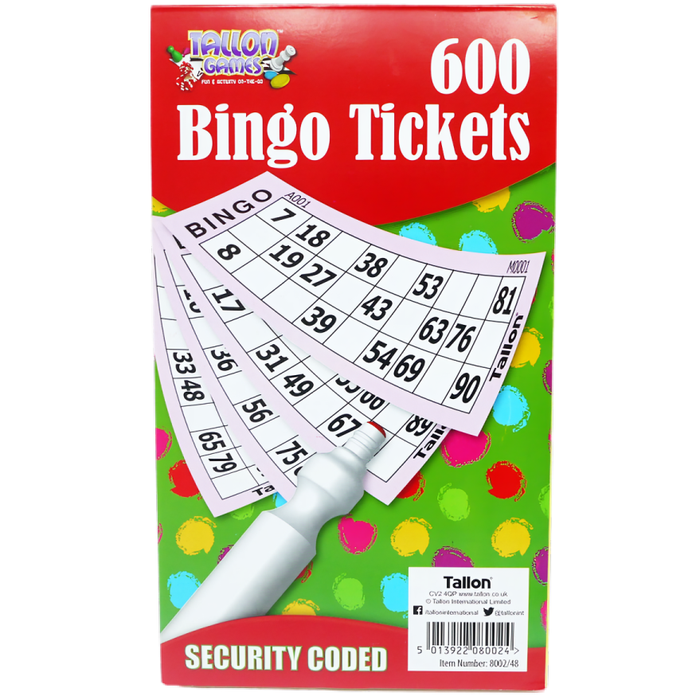 Bingo Pad Tickets, 600 Games