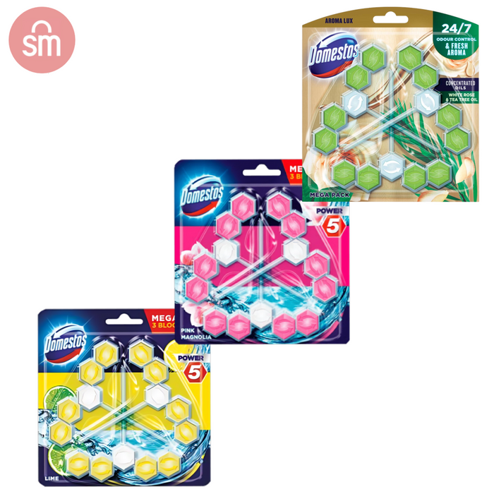 Domestos Power 5 Rim Block, Triple Pack (Scent Options)
