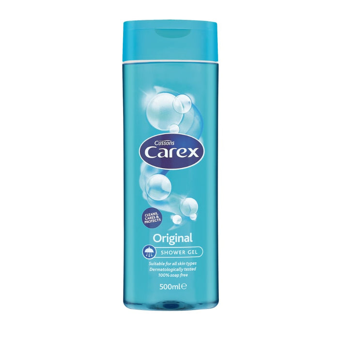 Carex Original Shower Gel bottle with light fresh fragrance for gentle daily family skin cleansing