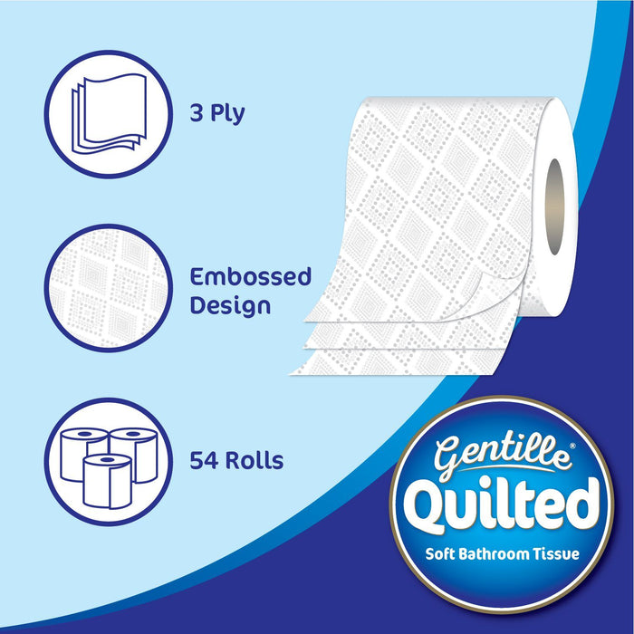Gentille Quilted 3Ply Toilet Roll, 54 Rolls
