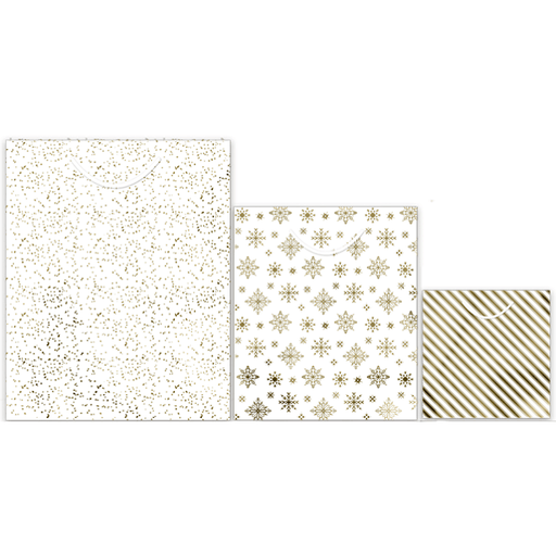 Golden Christmas Gift Bags, Pack Of 3