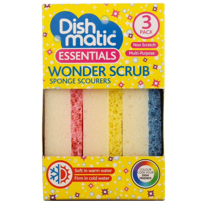 Dishmatic Essentials Wonder Scrub Scourers, 3 Pack