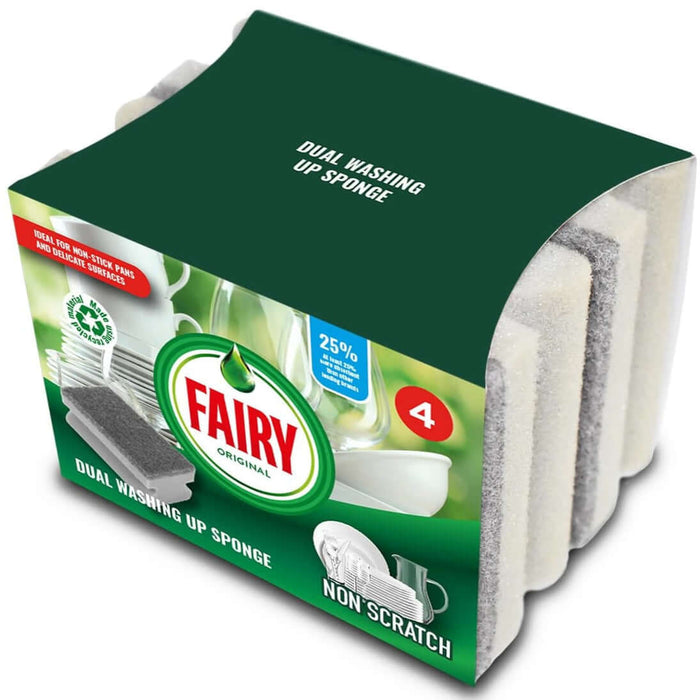 Fairy Original Dual Washing Up Sponge Scourers, 4 Pack