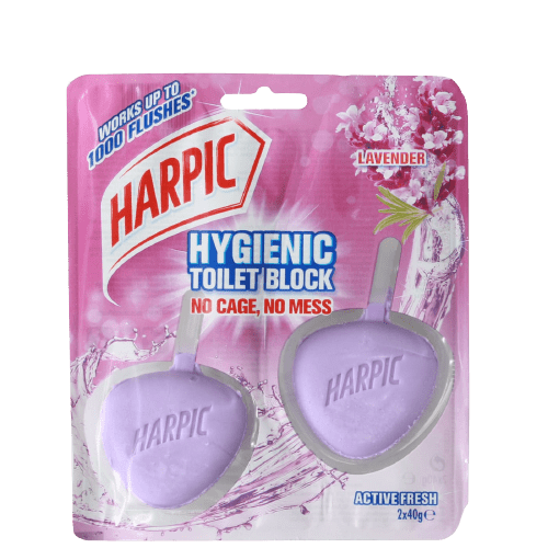 Harpic Active Fresh Lavender Hygienic Toilet Block, 40g x 2