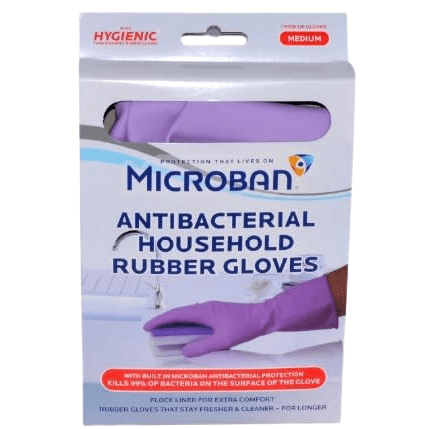 Microban Rubber Gloves Medium, 1 Pair
