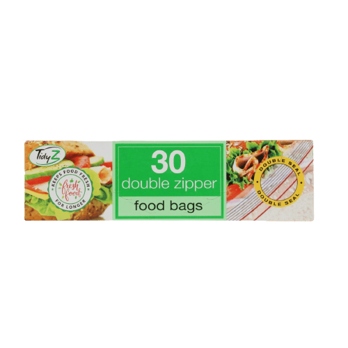 Tidyz Double Zipper Food Bags, 30 Pack