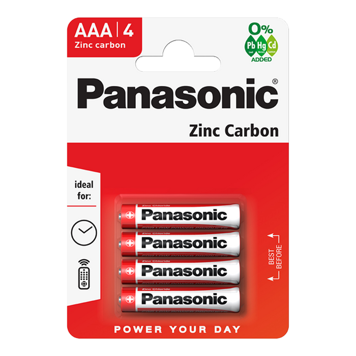 Panasonic AAA Zinc Carbon Batteries, Pack of 4