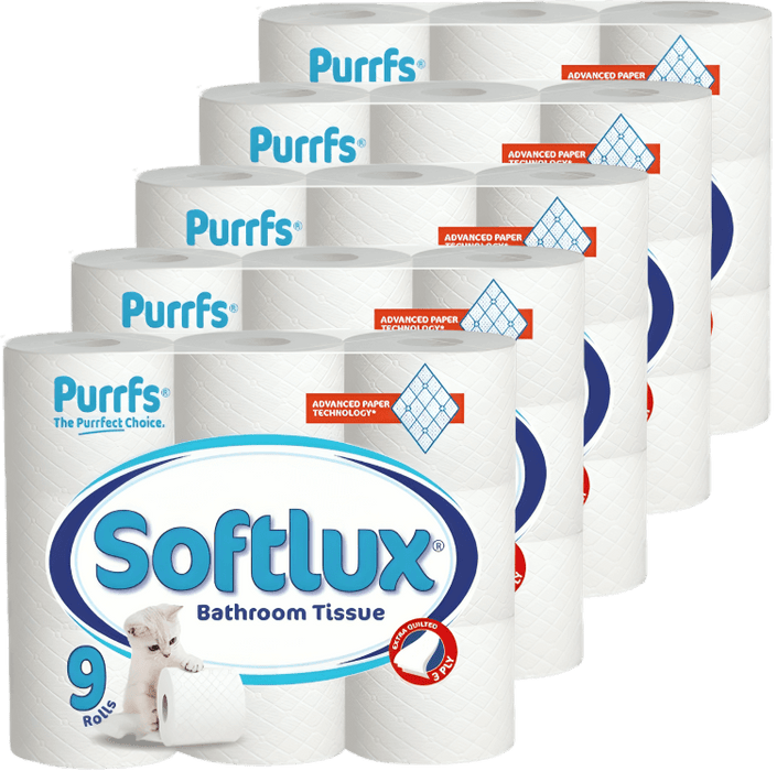 Softlux Purrfs Quilted 3Ply Toilet Tissue, 45 Rolls