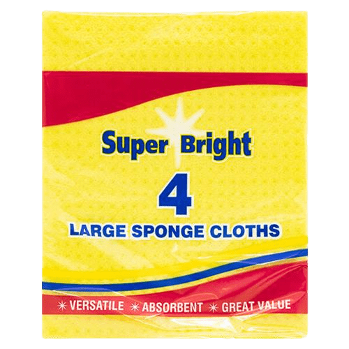 Super Bright Large Sponge Cloths, 4 Pack