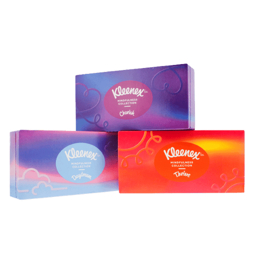 Kleenex Mindfulness Collection Tissues Boxes, 70 Sheets Pack of 3