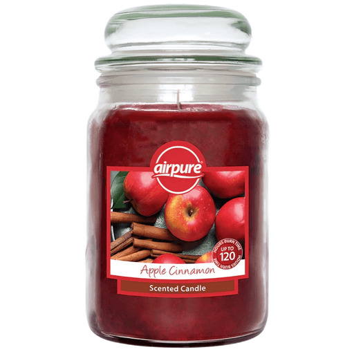 Airpure large glass jar candle 510g apple cinnamon fragrance