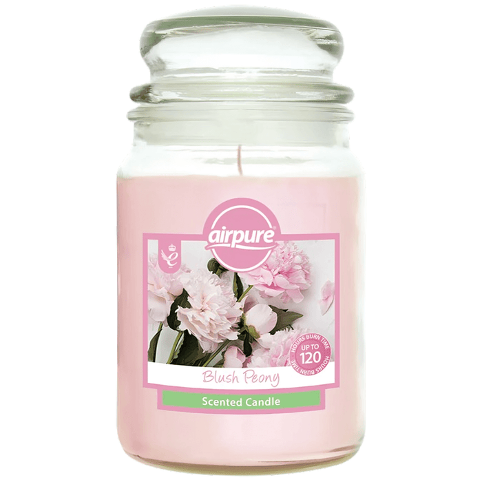 Airpure large glass jar candle 510g blush peony fragrance