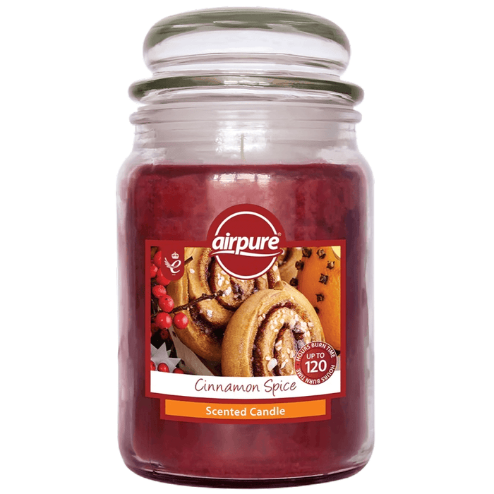 Airpure large glass jar candle 510g cinnamon spice fragrance